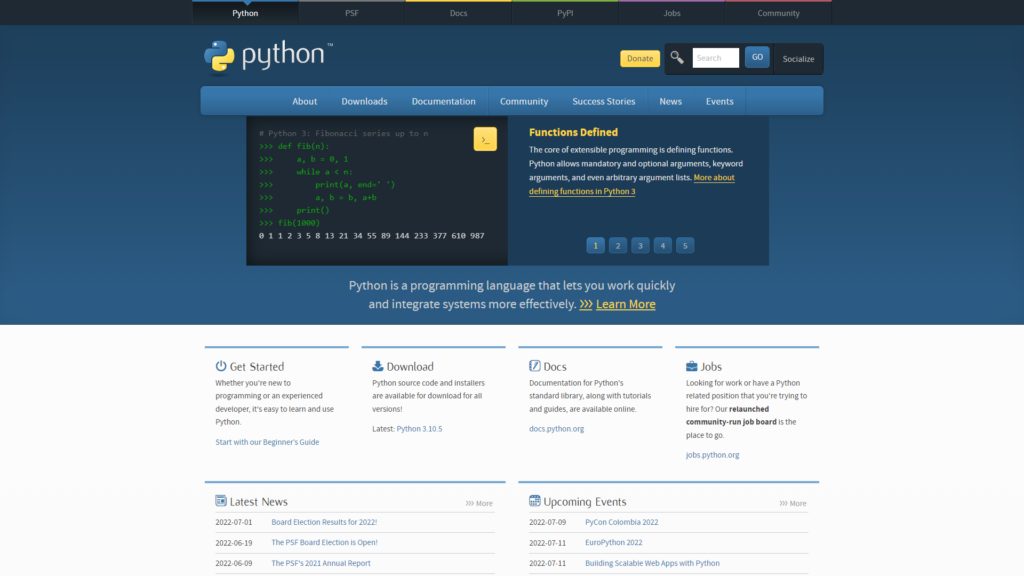 Sitio Web de Python