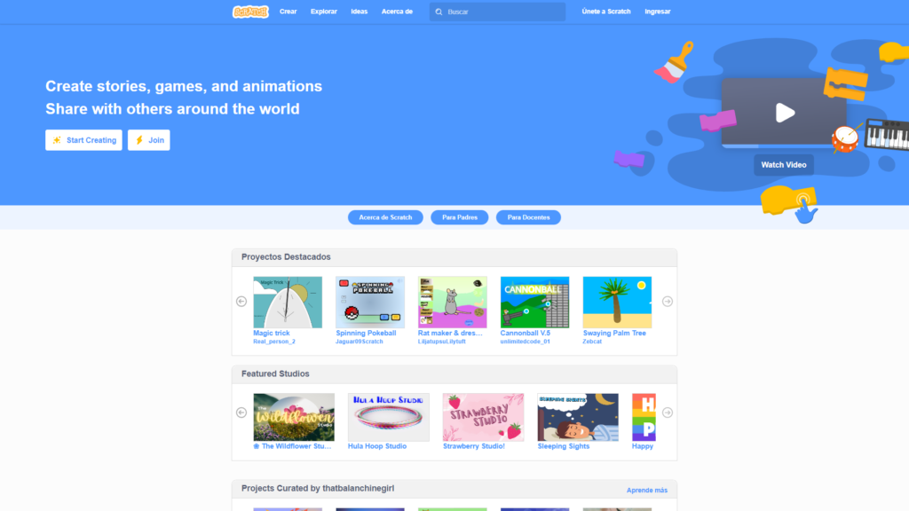 Sitio Web de Scratch